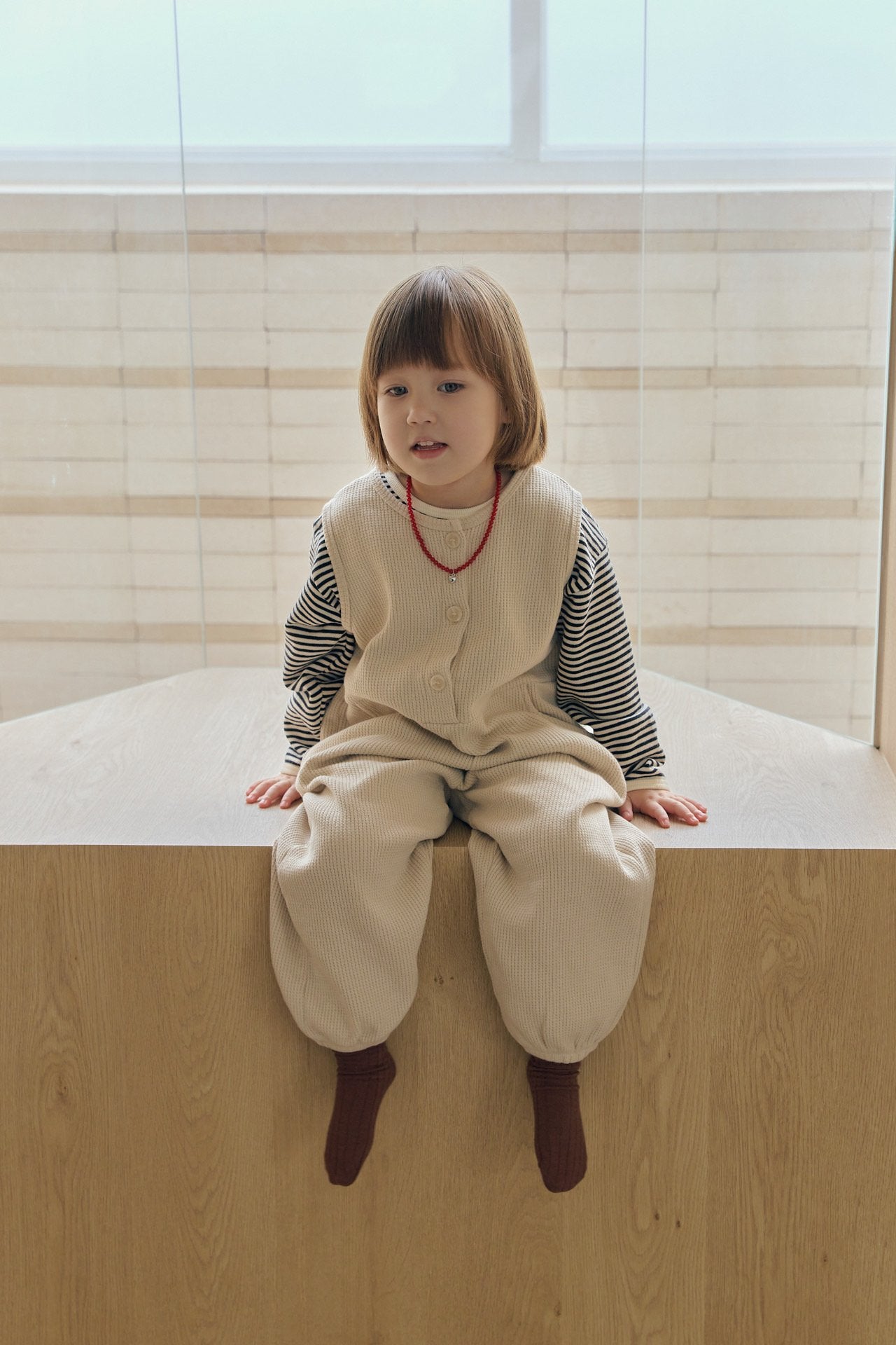 ［mome］Waffle button suit