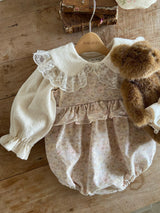 ［Anne shirley］Doha frill ribbon rompers (flower)