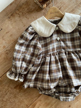 ［Anne shirley］Adel check collar rompers