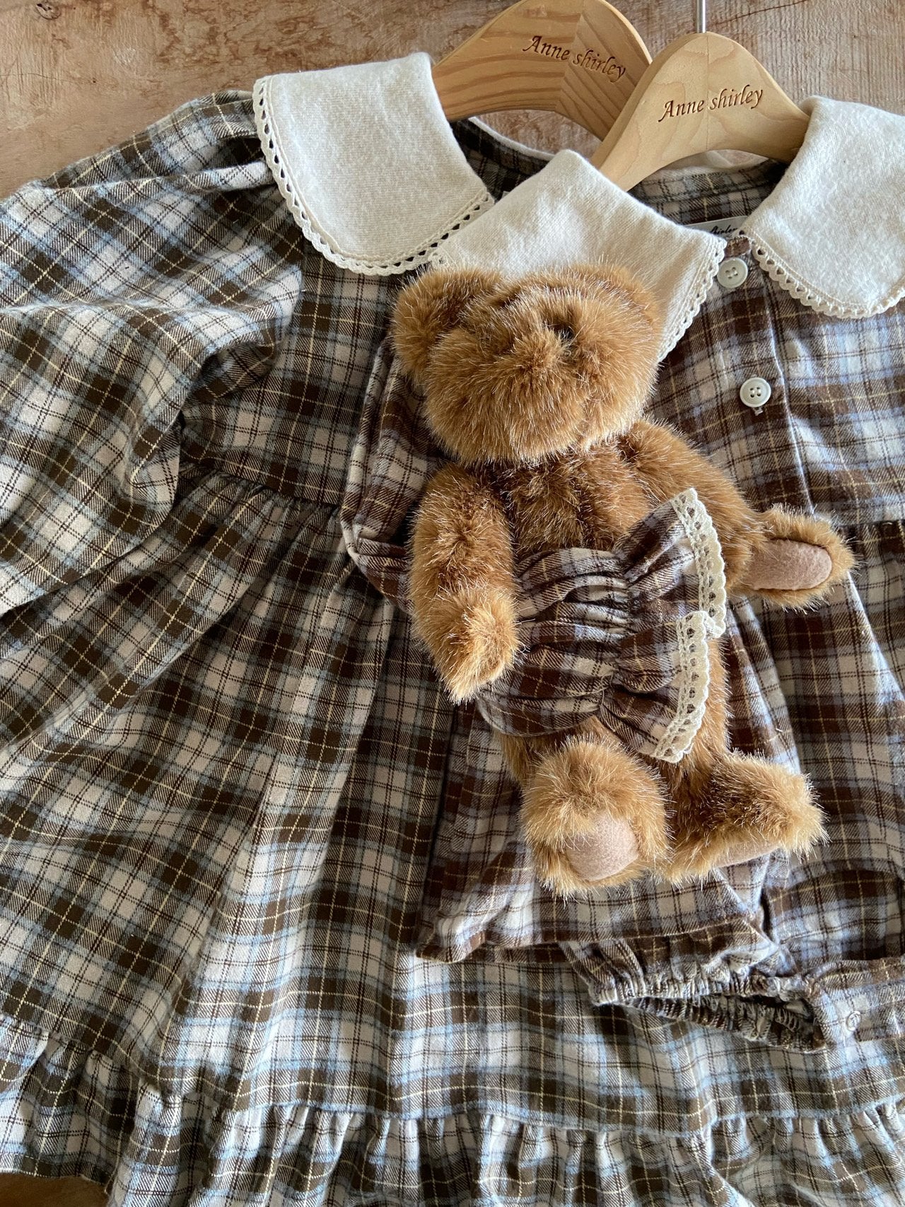 ［Anne shirley］Metty check collar one-piece