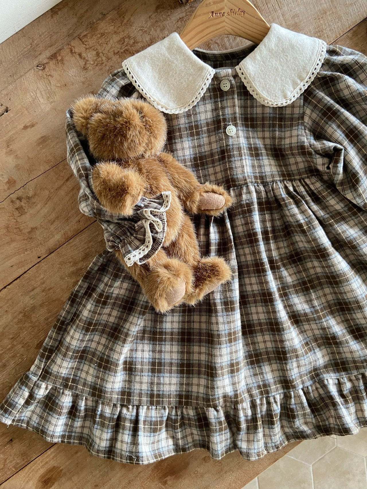 ［Anne shirley］Metty check collar one-piece
