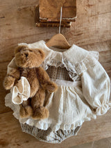 ［Anne shirley］Boe check rompers (mint)