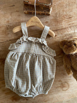 ［Anne shirley］Boe check rompers (mint)