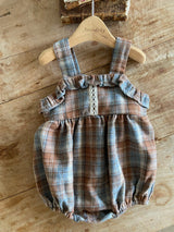 ［Anne shirley］Boe check rompers (brown)