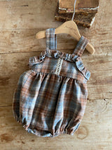 ［Anne shirley］Boe check rompers (brown)