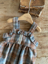 ［Anne shirley］Boe check rompers (brown)