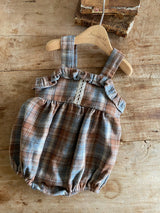 ［Anne shirley］Boe check rompers (brown)