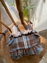 ［Anne shirley］Boe check rompers (brown)