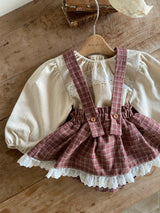 ［Anne shirley］Kitsch check suspender bloomer skirt