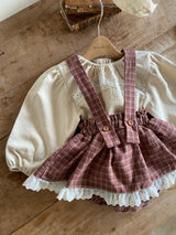 ［Anne shirley］Kitsch check suspender bloomer skirt