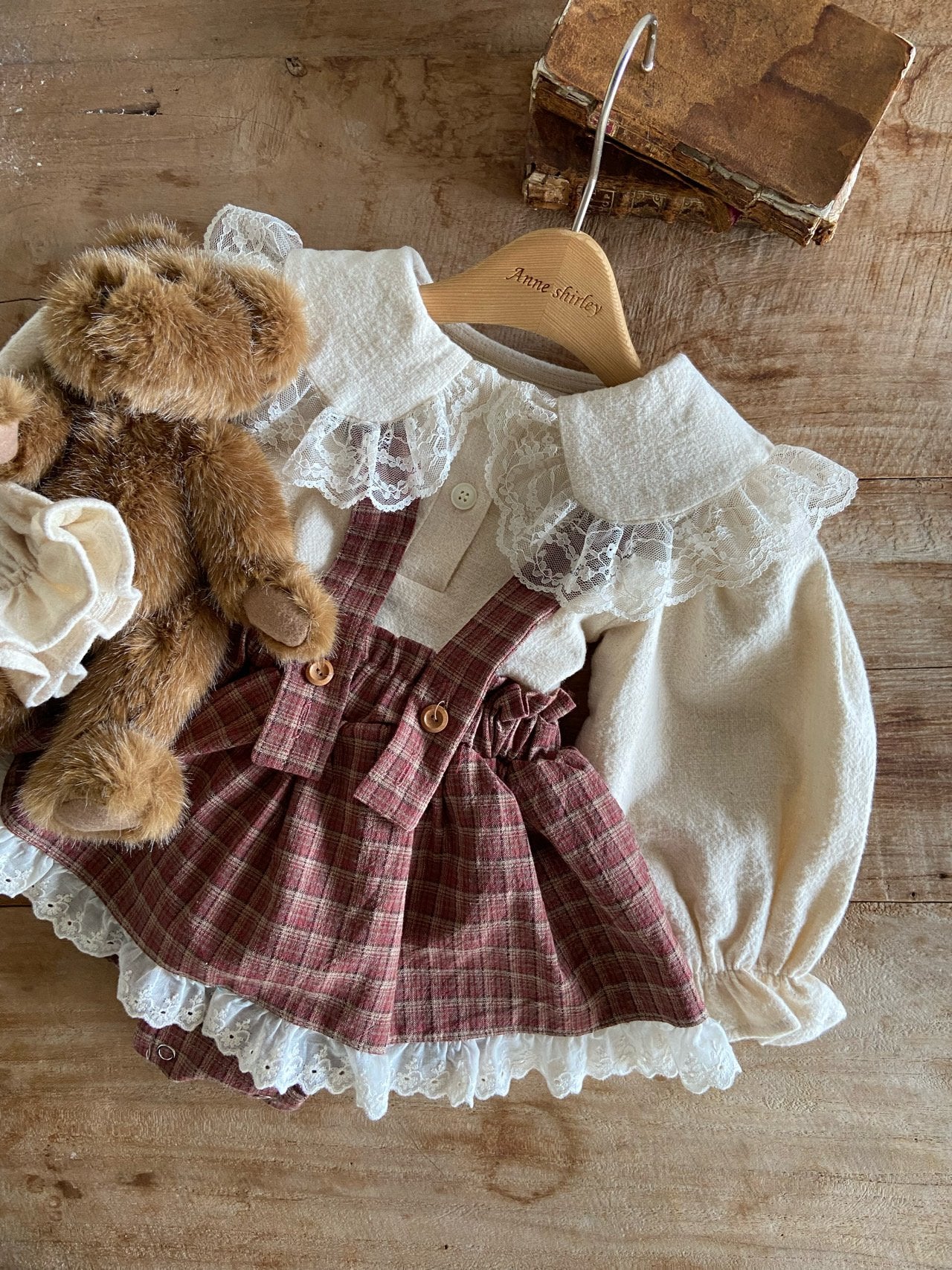 ［Anne shirley］Kitsch check suspender bloomer skirt