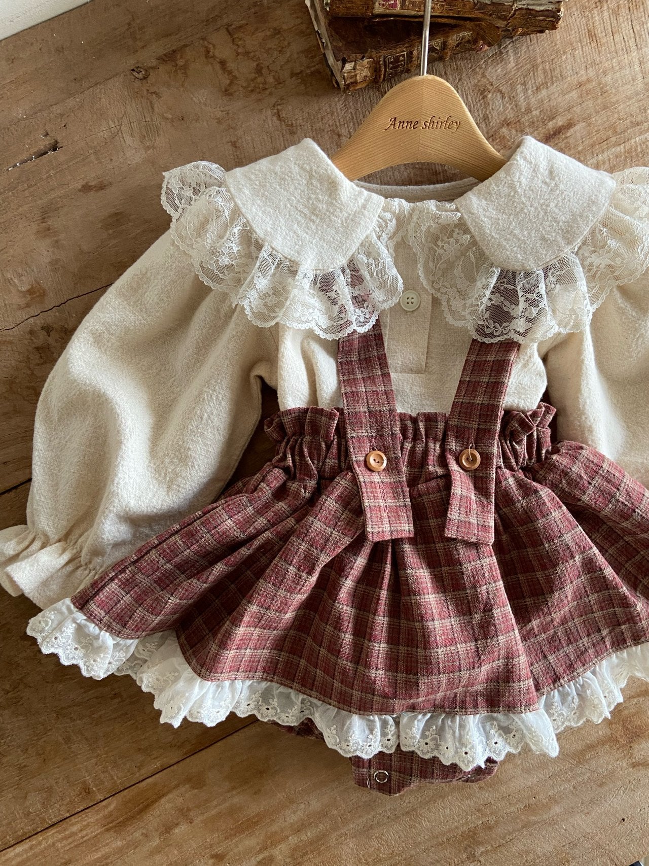 ［Anne shirley］Kitsch check suspender bloomer skirt