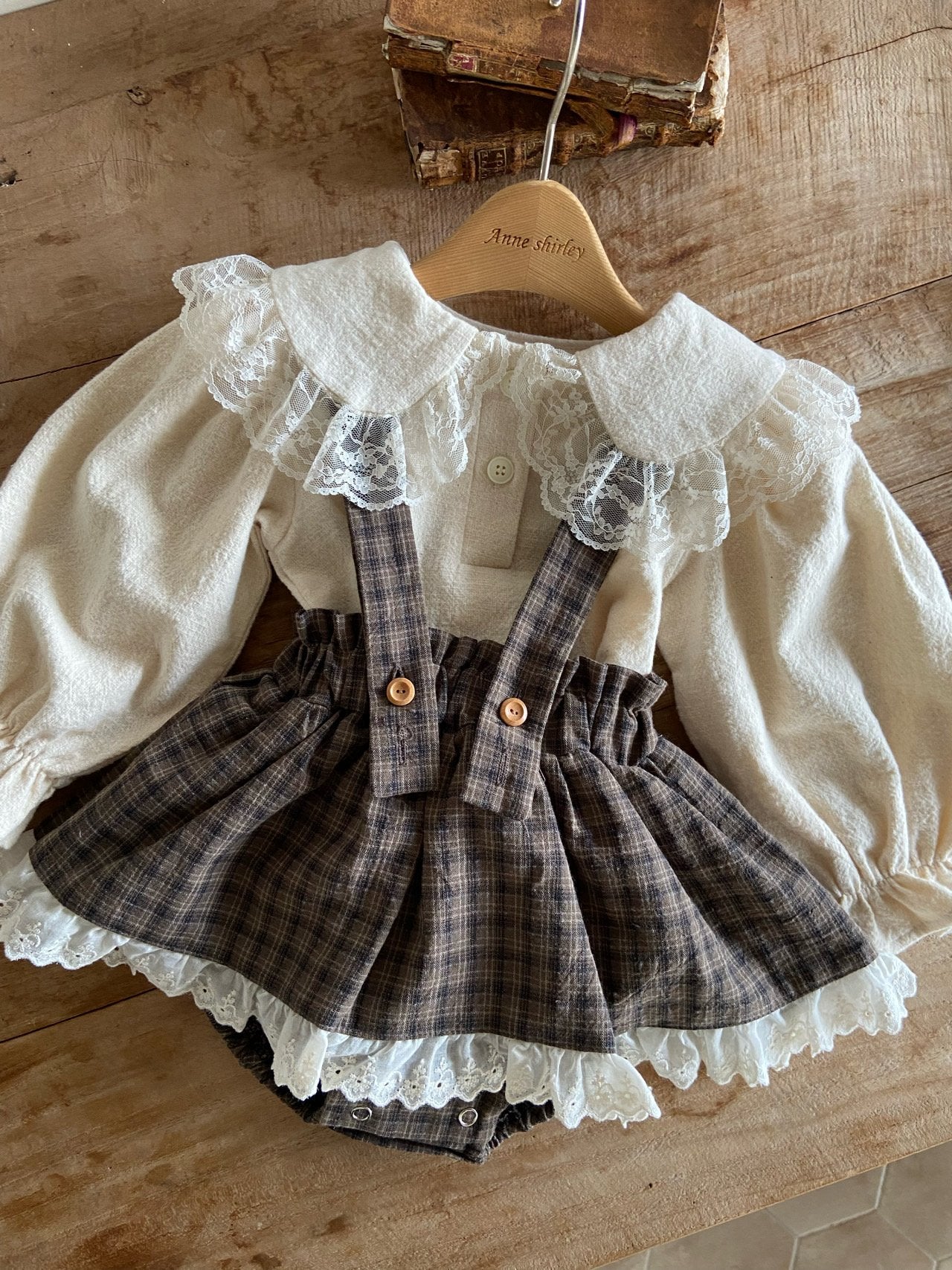 ［Anne shirley］Kitsch check suspender bloomer skirt