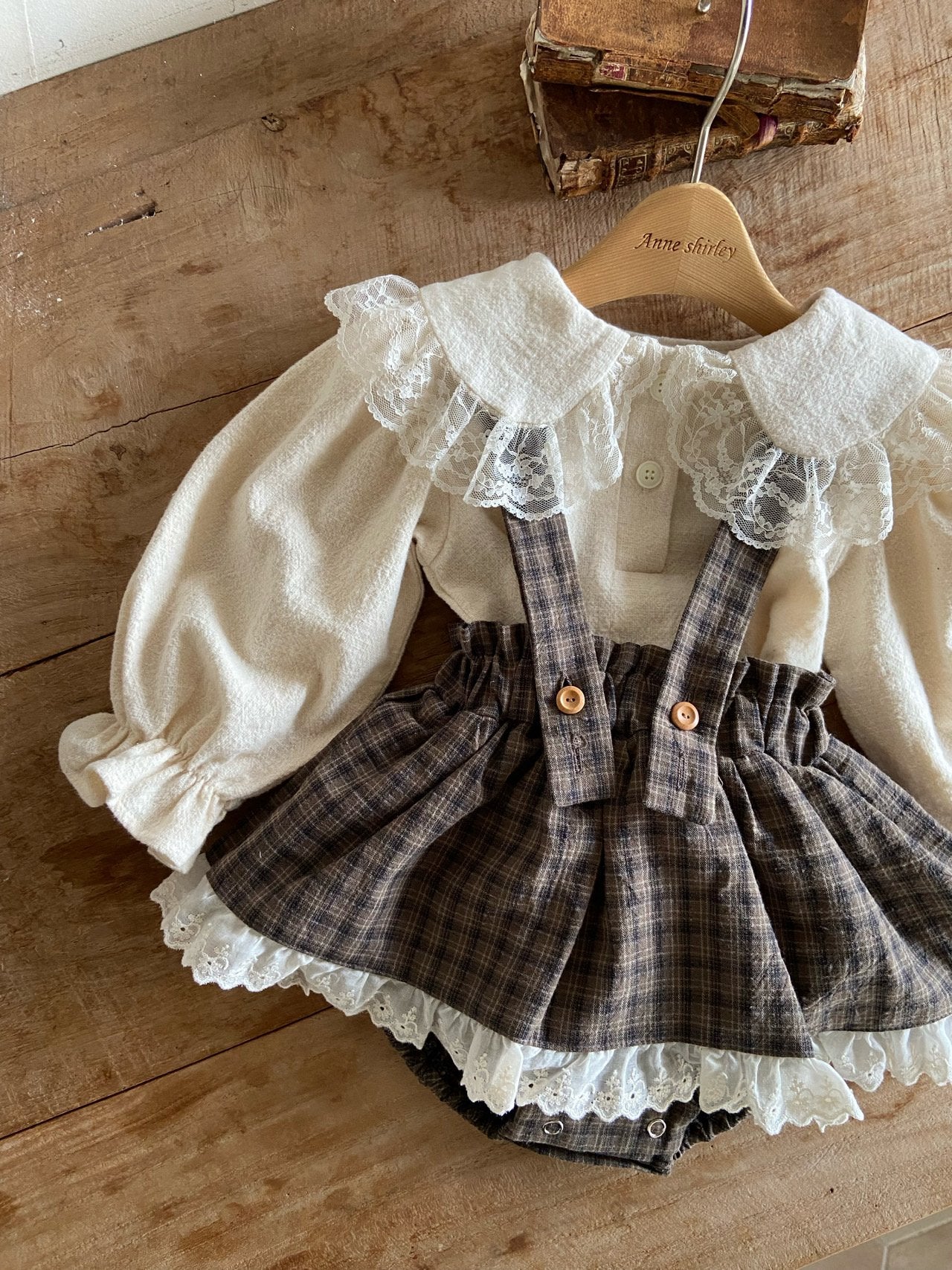 ［Anne shirley］Kitsch check suspender bloomer skirt