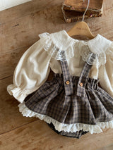 ［Anne shirley］Kitsch check suspender bloomer skirt