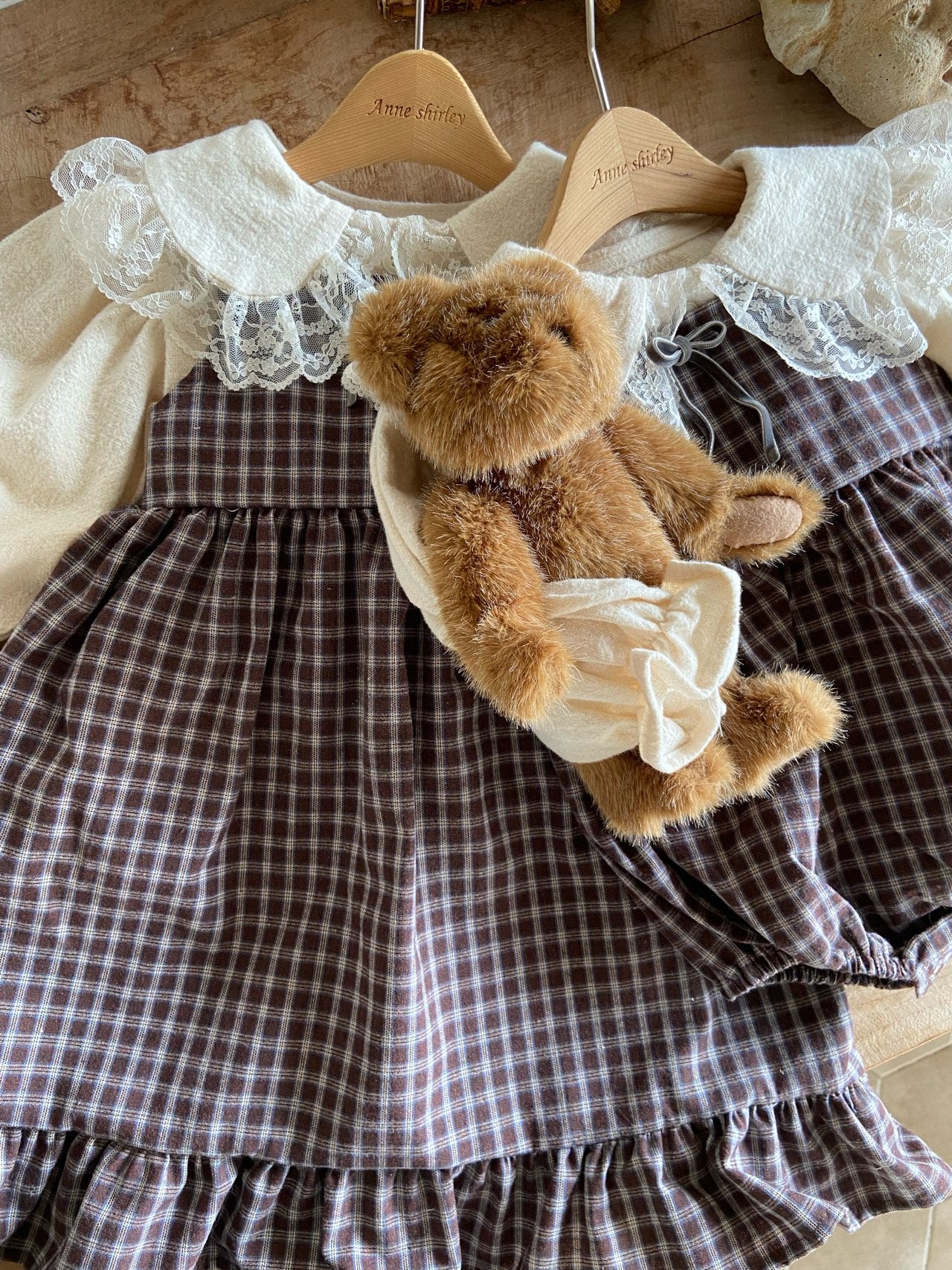 ［Anne shirley］Rota check rompers (small check)