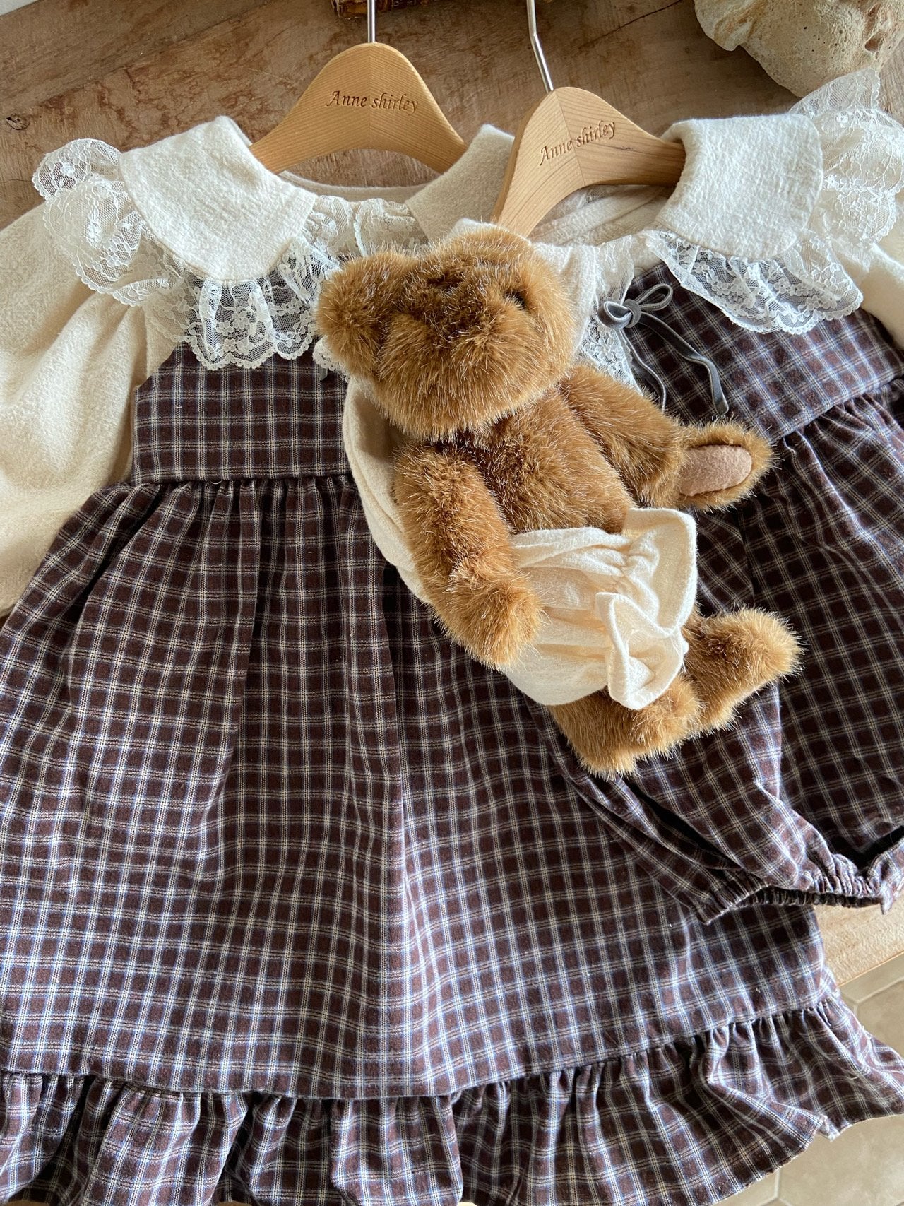 ［Anne shirley］Rota check rompers (small check)