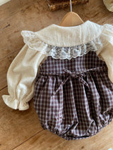 ［Anne shirley］Rota check rompers (small check)