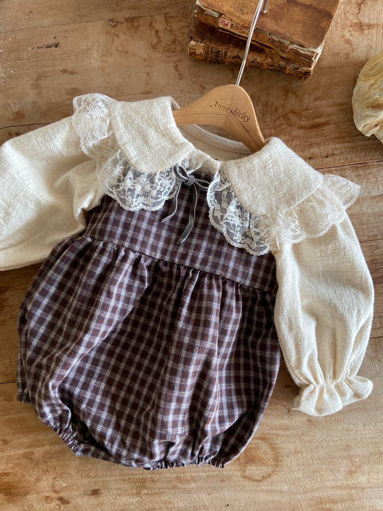 ［Anne shirley］Rota check rompers (small check)