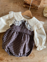 ［Anne shirley］Rota check rompers (small check)