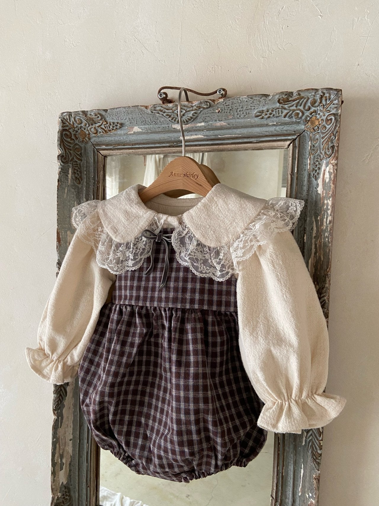 ［Anne shirley］Rota check rompers (small check)