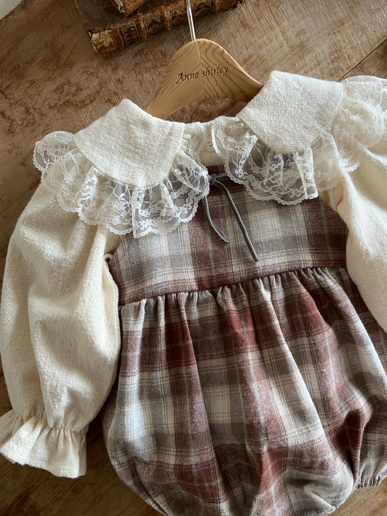 ［Anne shirley］Rota check rompers (big check)