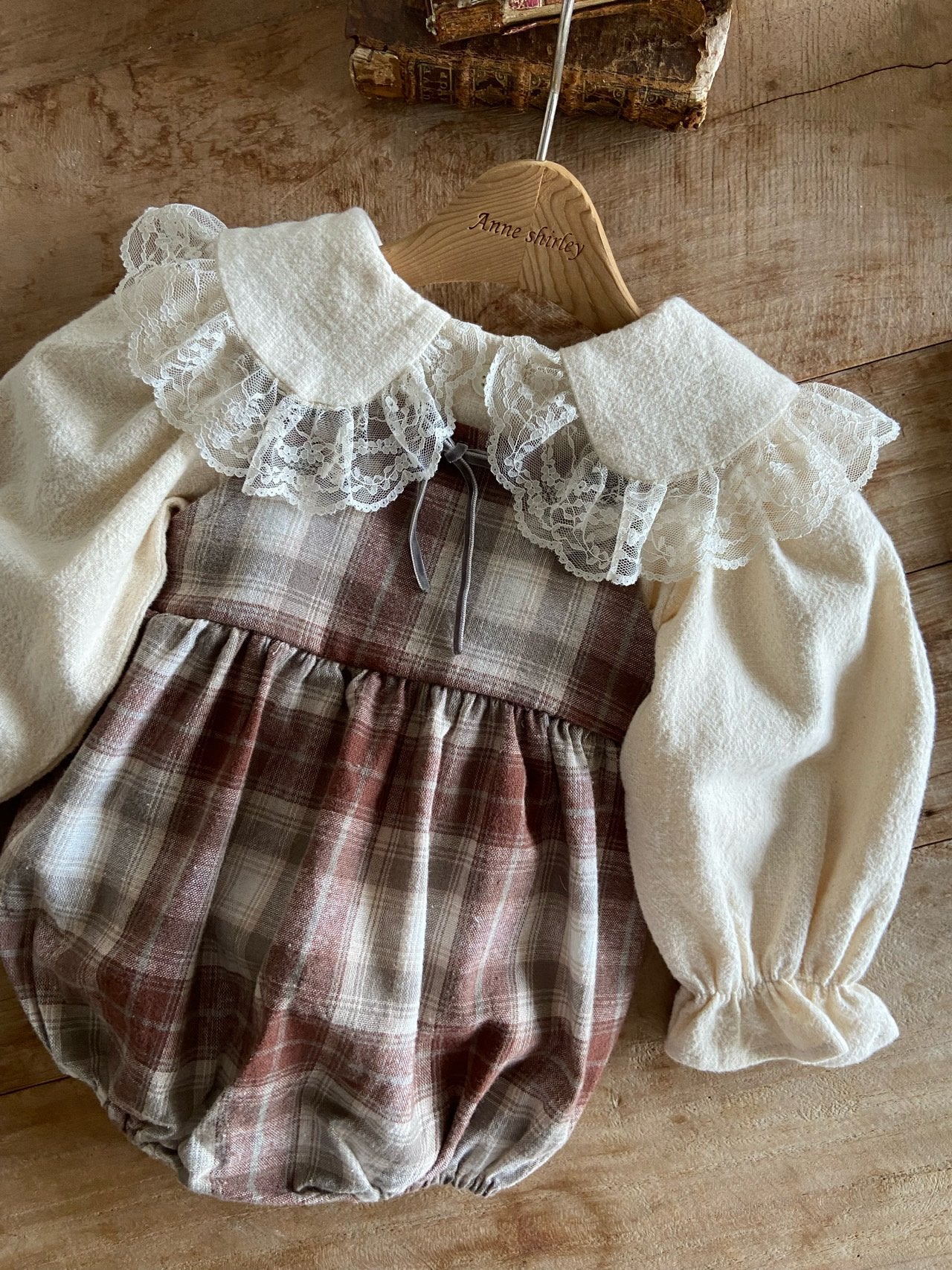 ［Anne shirley］Rota check rompers (big check)