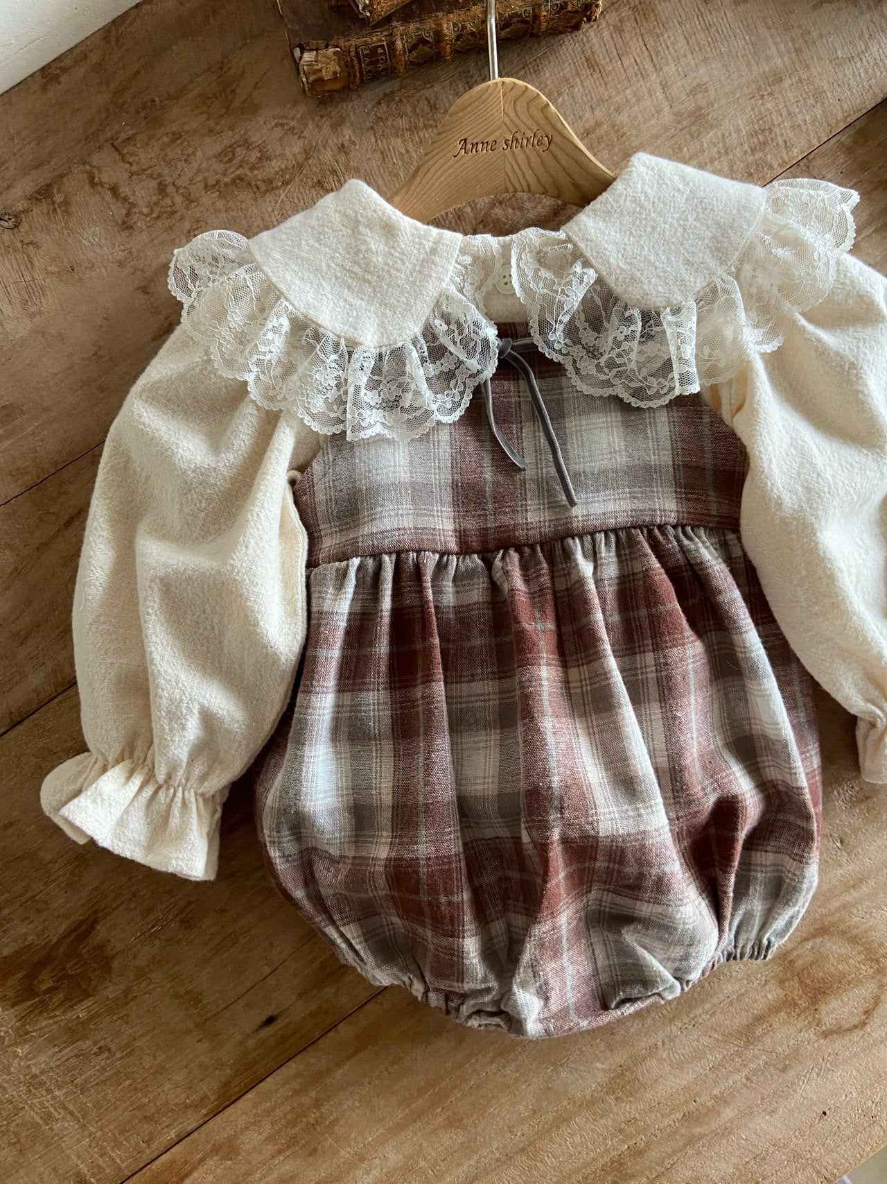 ［Anne shirley］Rota check rompers (big check)