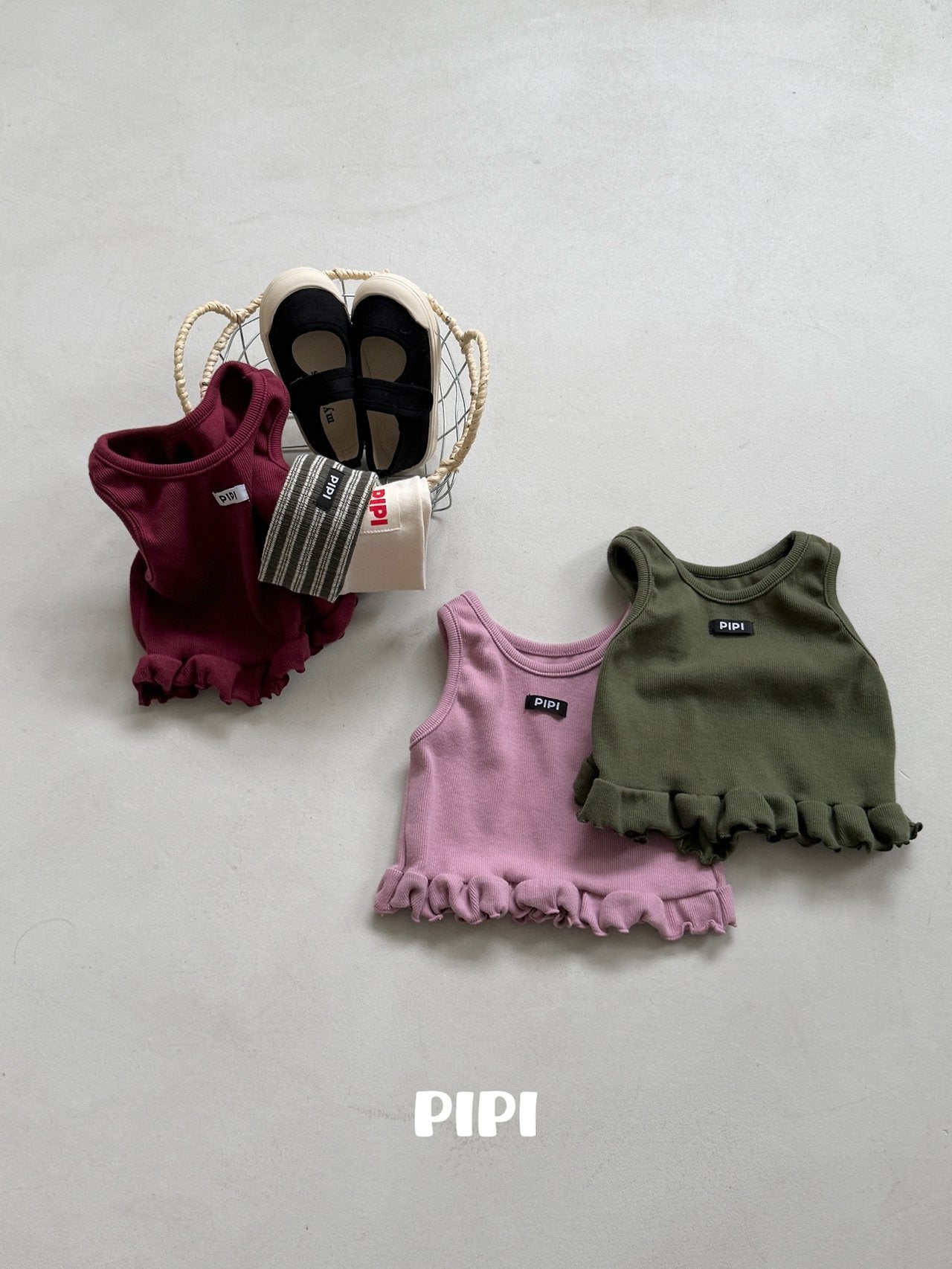 ［pipi］Color frill sleeveless tops