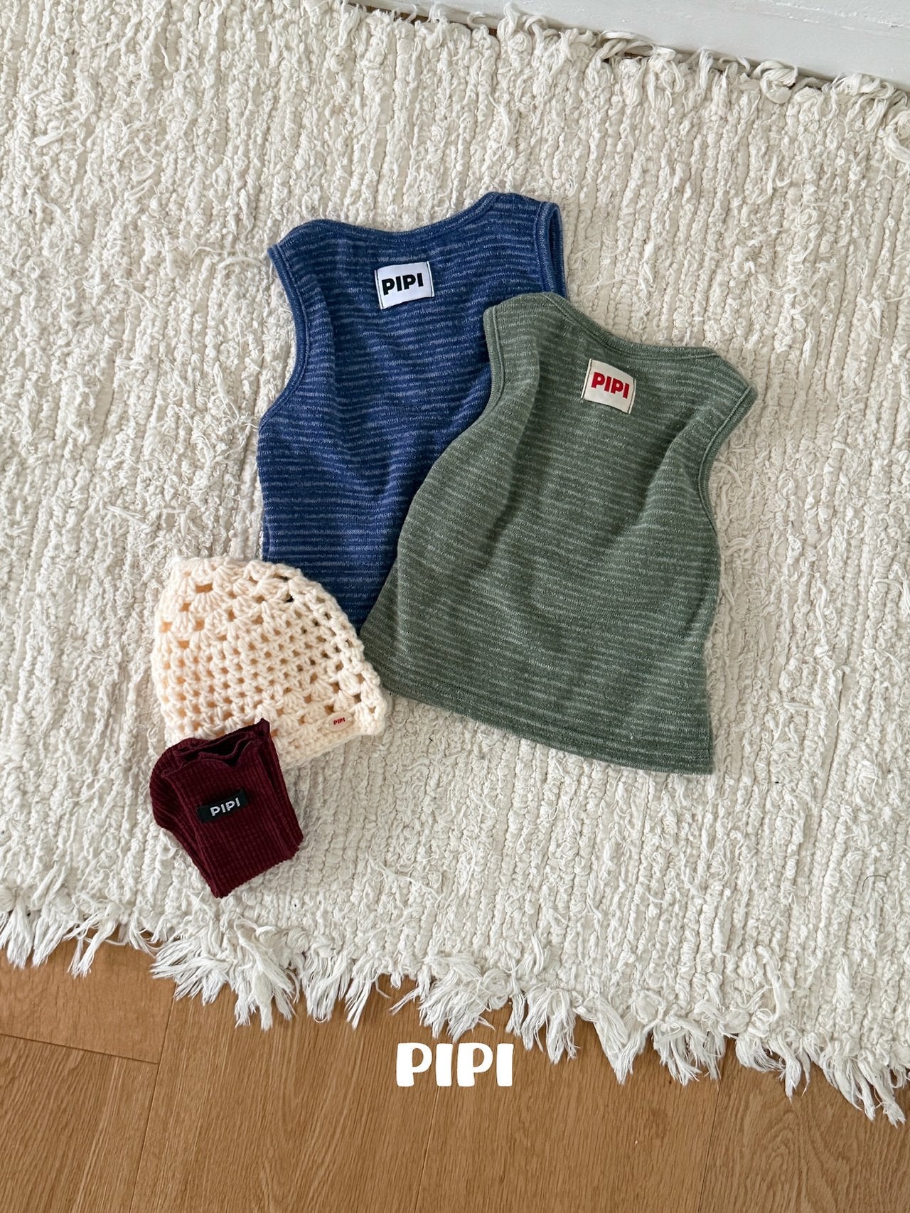 ［pipi］Soft stripe sleeveless tops