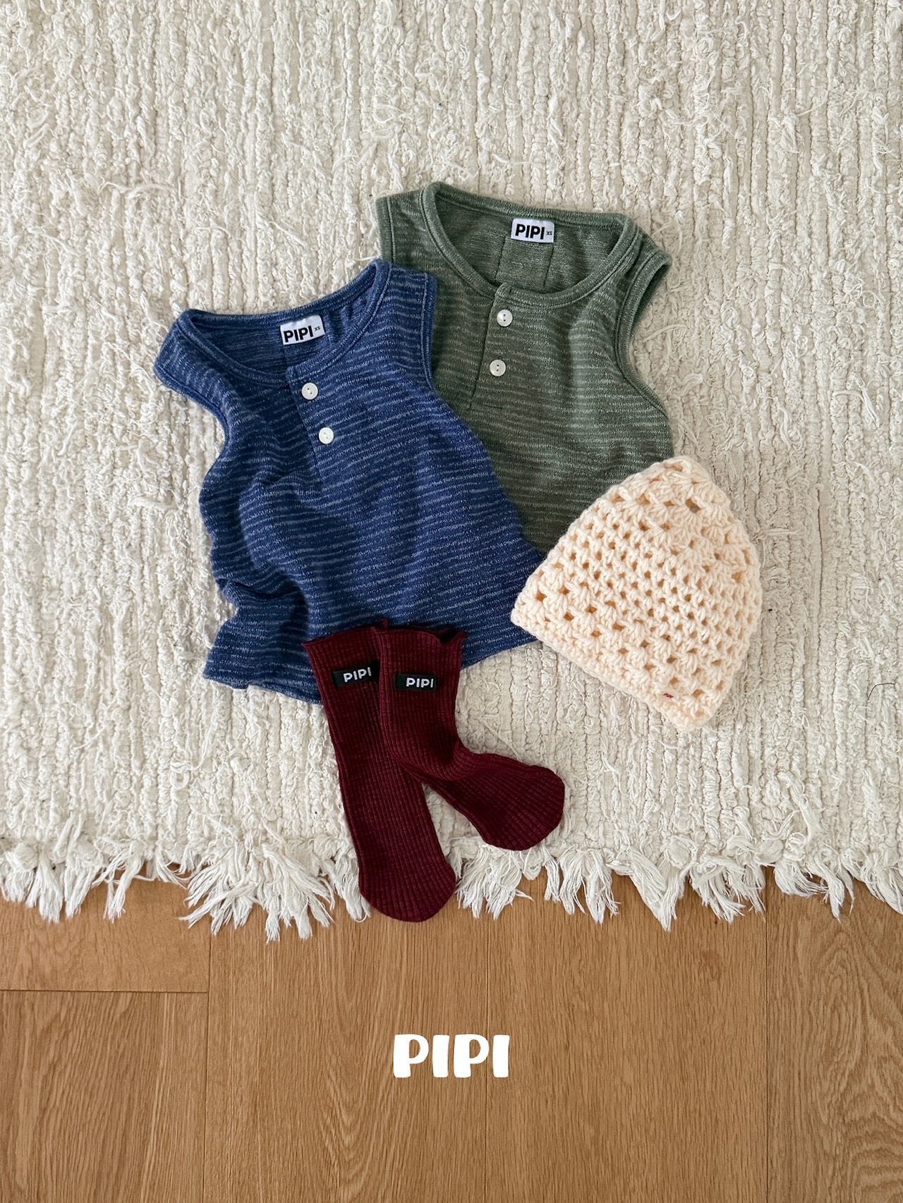 ［pipi］Soft stripe sleeveless tops