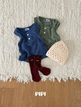 ［pipi］Soft stripe sleeveless tops