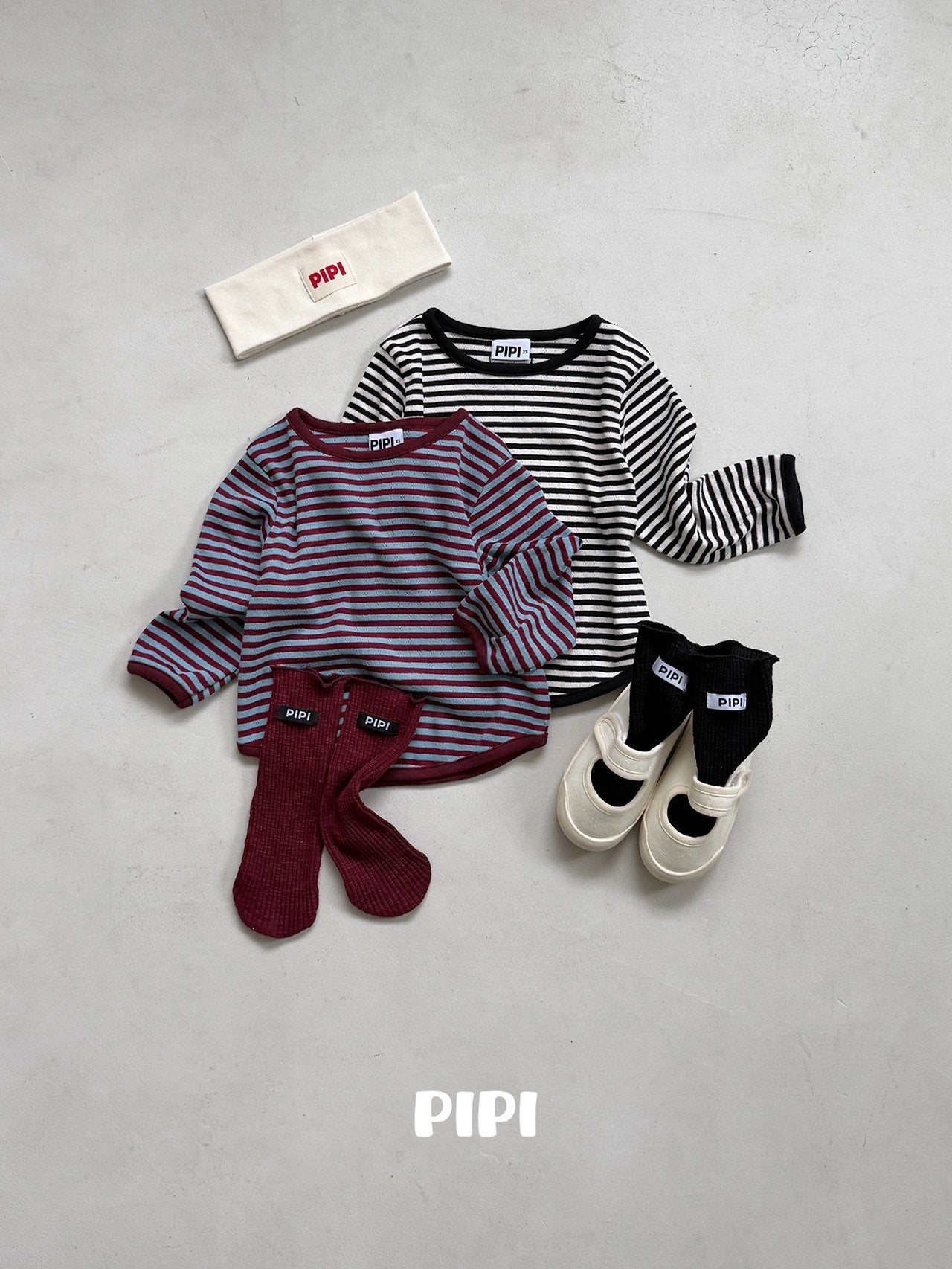 ［pipi］Stripe round tee