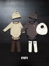 ［pipi］Stripe rompers & beanie set