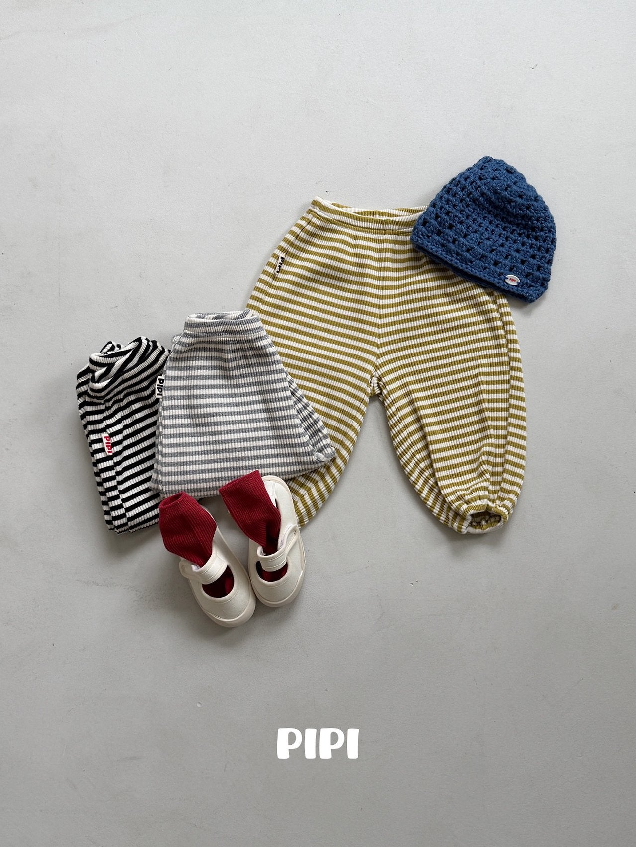 ［pipi］Soft stripe jogger pants
