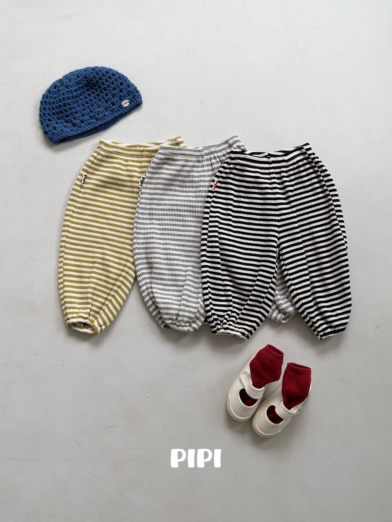 ［pipi］Soft stripe jogger pants