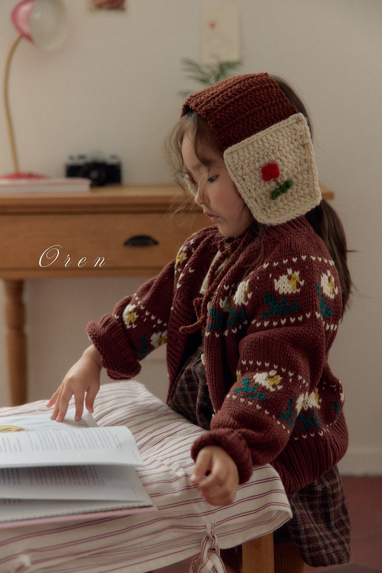 ［OREN］Belotty flower knit cardigan
