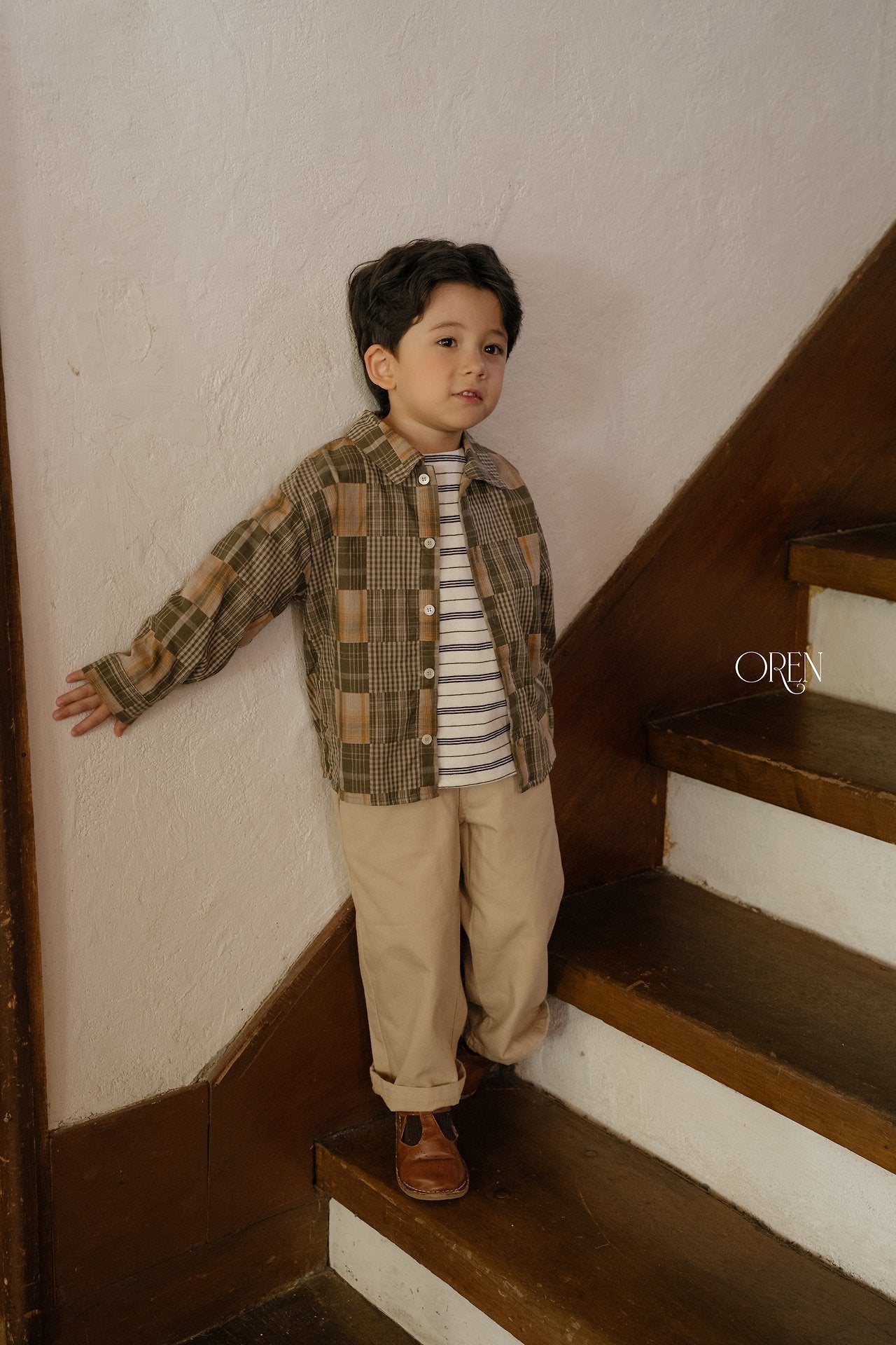 ［OREN］Oliver patchwork shirt
