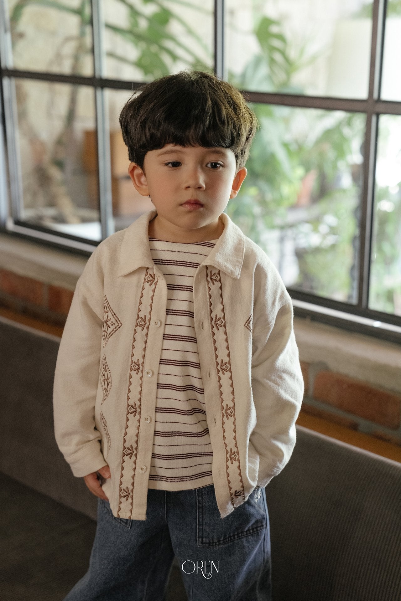 ［OREN］Edwin embroidery shirt