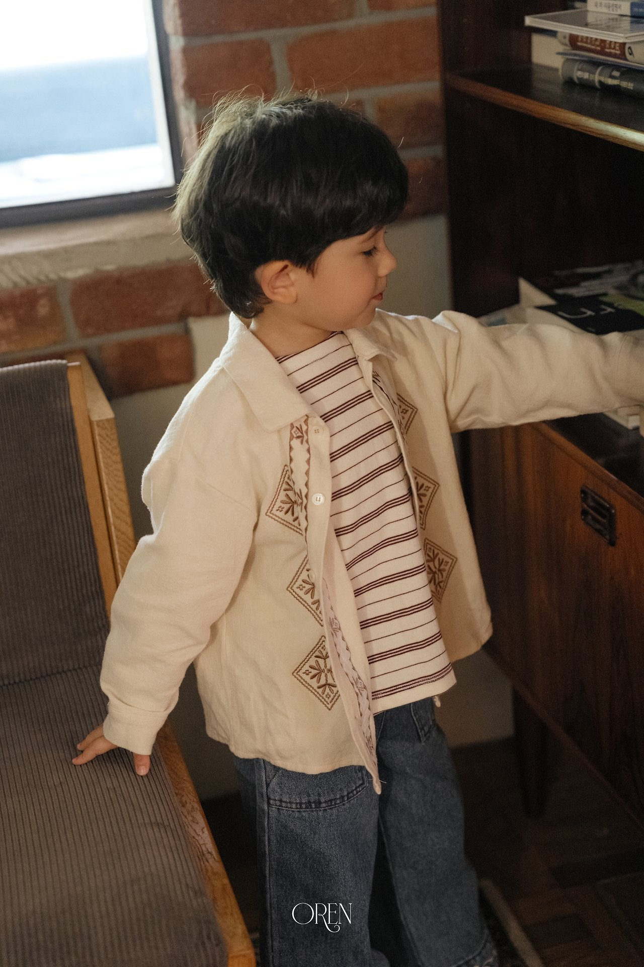 ［OREN］Edwin embroidery shirt
