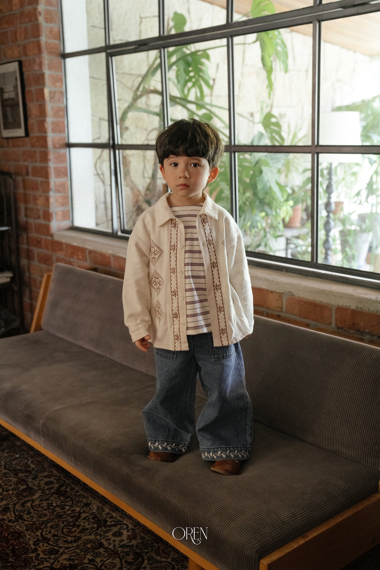 ［OREN］Edwin embroidery shirt