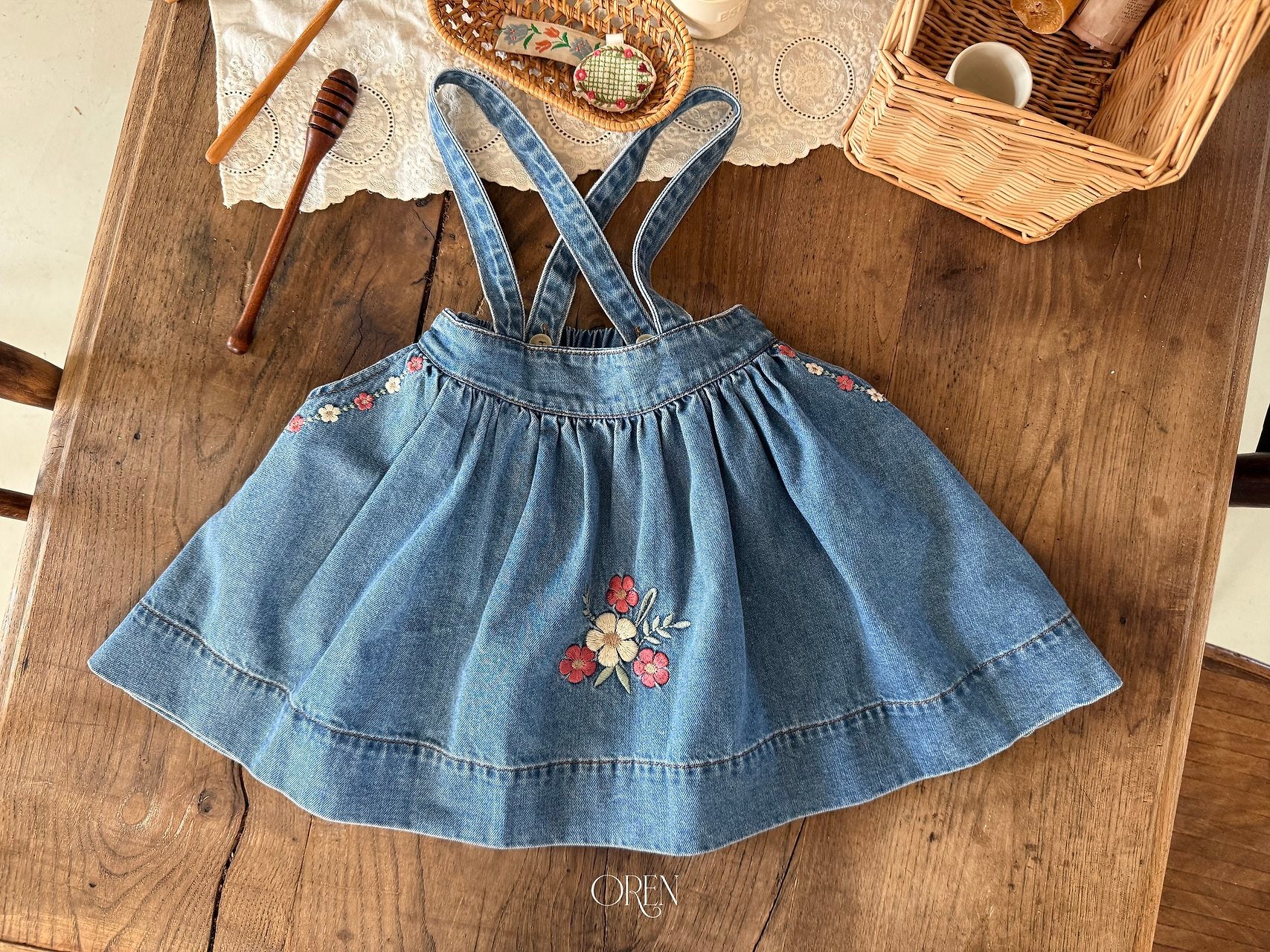 ［OREN］Bluemay suspender skirt