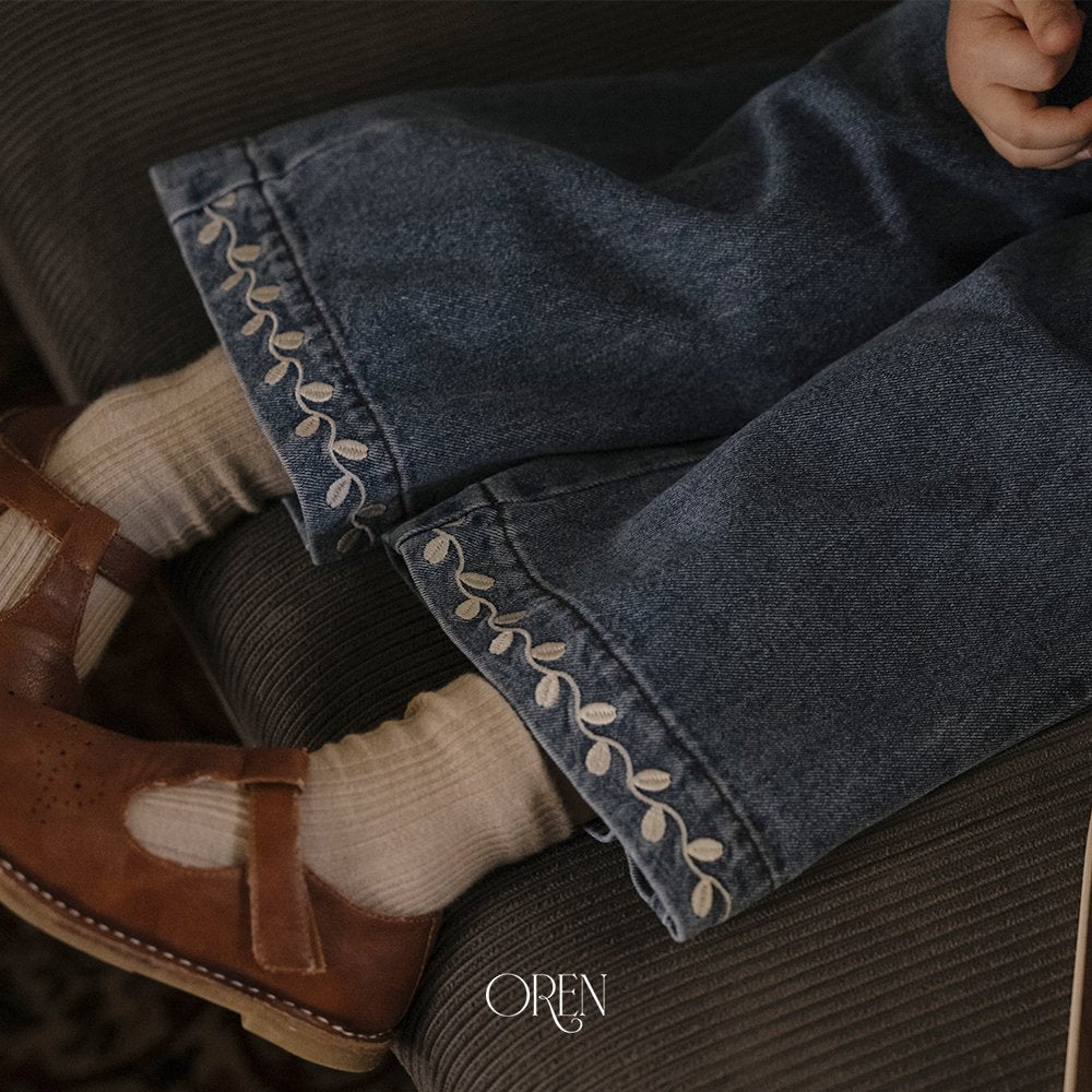 ［OREN］Maple embroidery denim pants