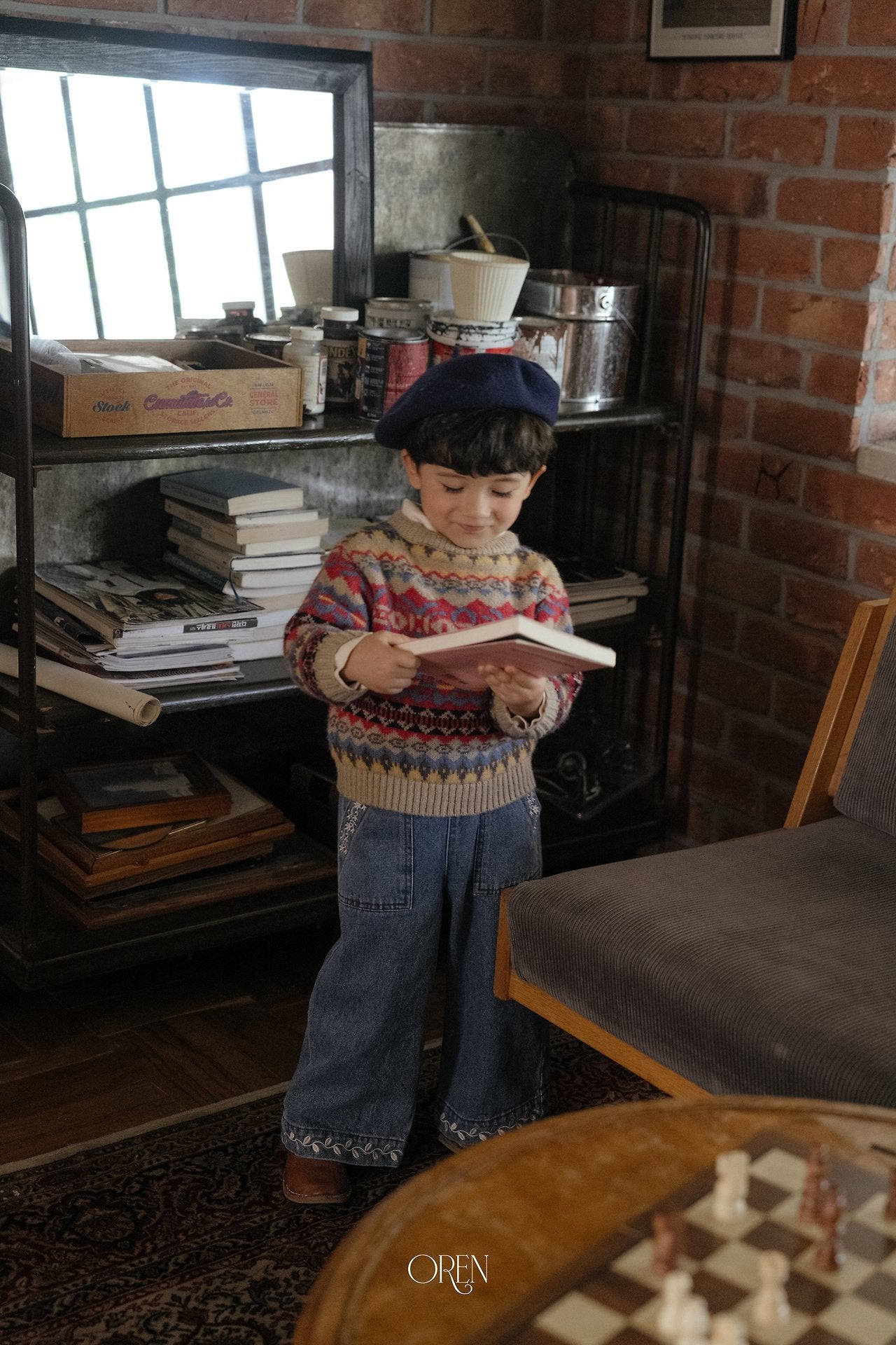 ［OREN］Maple embroidery denim pants