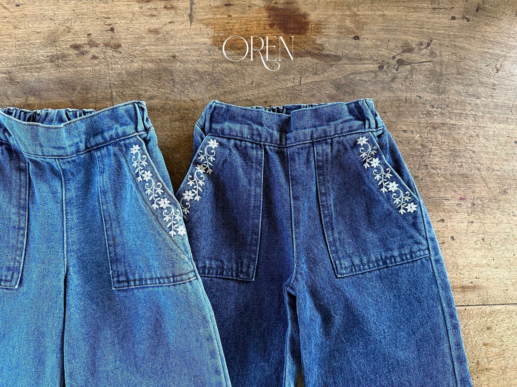 ［OREN］Maple embroidery denim pants