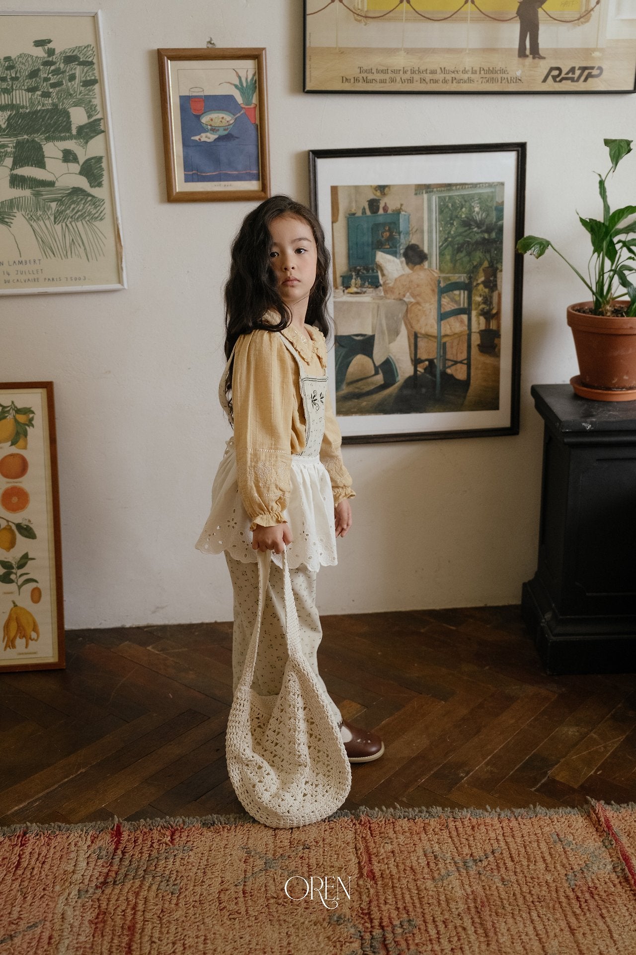 ［OREN］Olive & Garden lace apron (garden)