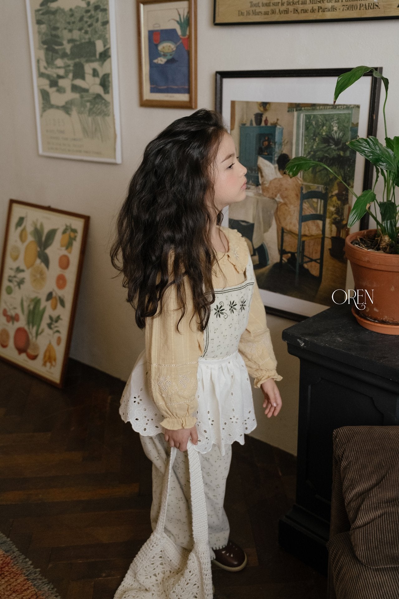 ［OREN］Olive & Garden lace apron (garden)