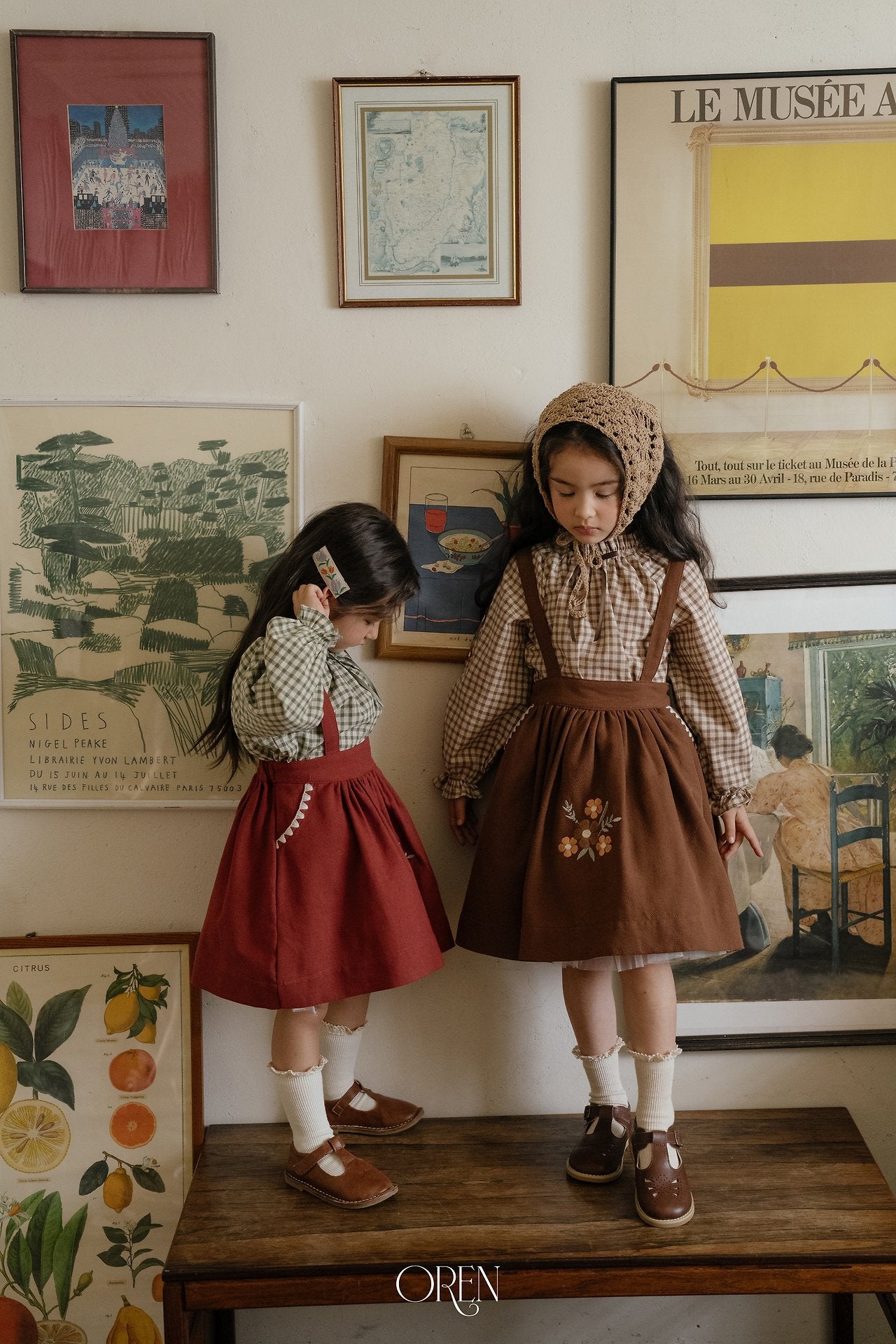 ［OREN］Autumn bloom suspender skirt
