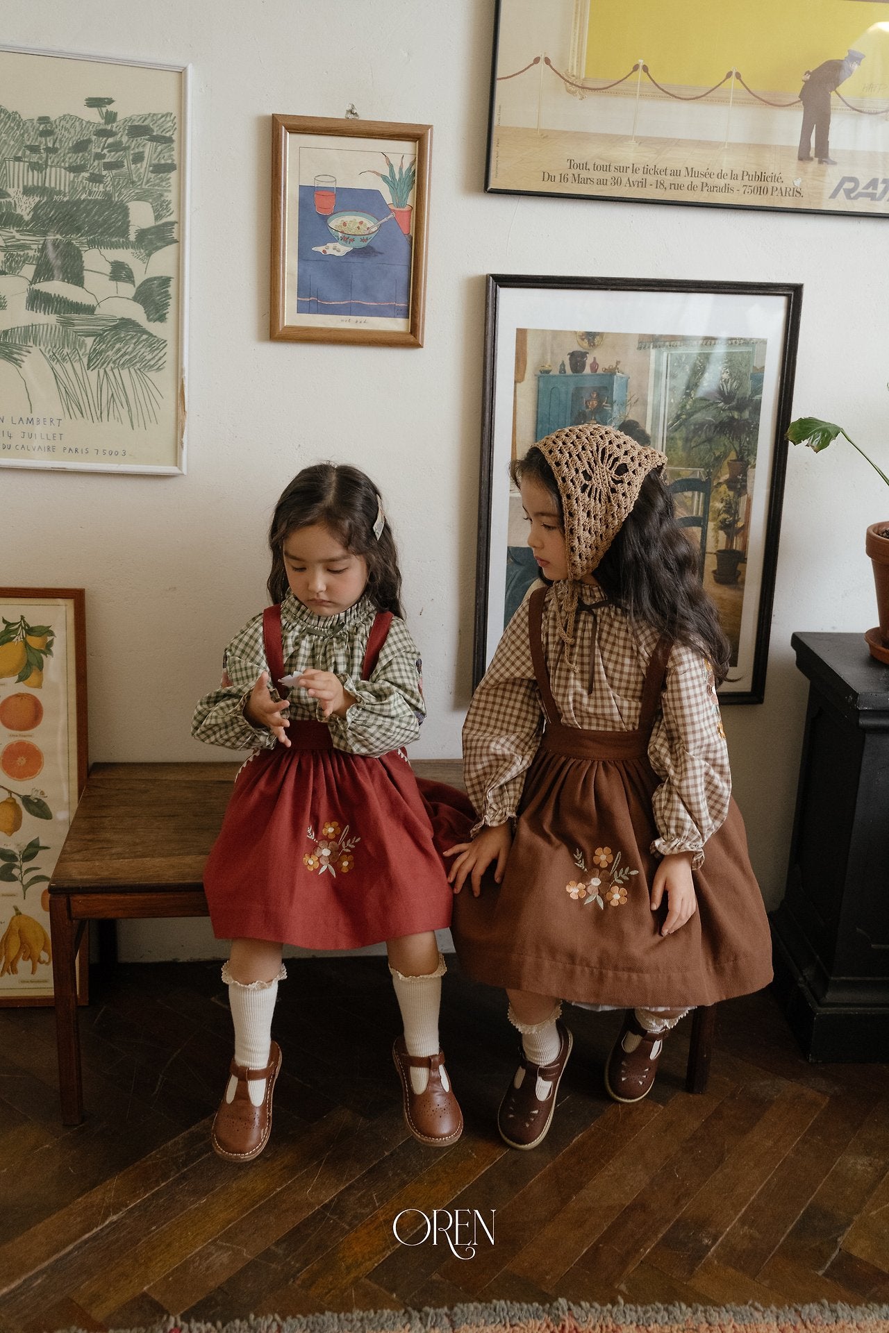 ［OREN］Autumn bloom suspender skirt