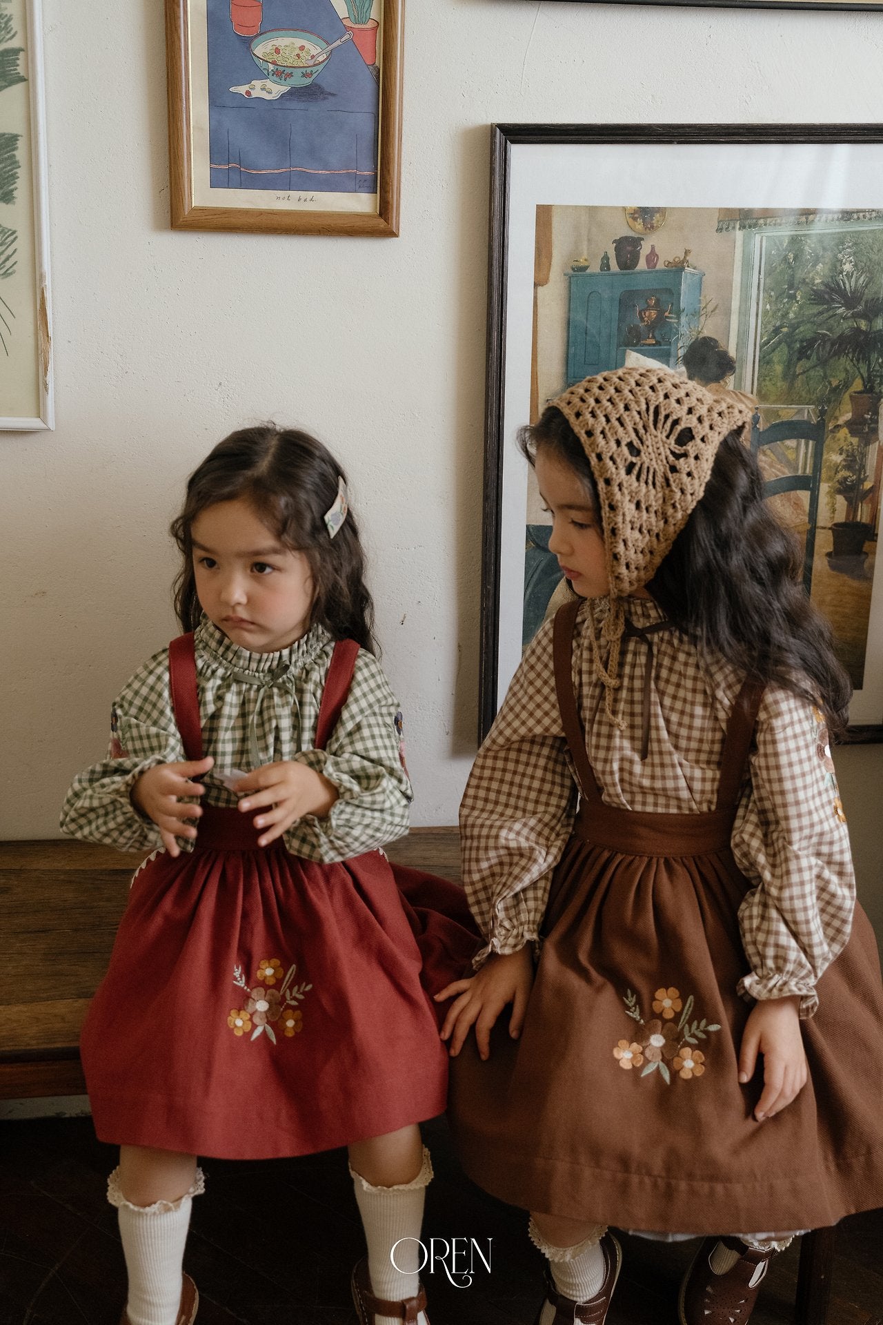 ［OREN］Autumn bloom suspender skirt